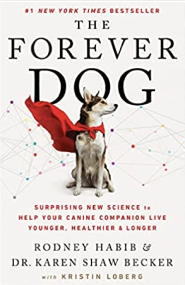 Dog with red cape on book cover.