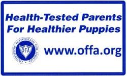 Health-tested parents for healthier puppies logo.